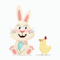 Easter Bunny, Egg, and Chick vector