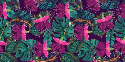 Fuchsia Floral Seamless Pattern vector