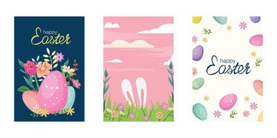 Easter Bliss. Three Holiday Cards vector