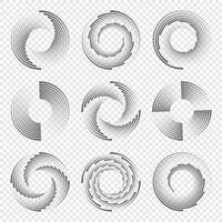 Halftone circular dotted frames set. Round dotted frame. Vector rotating dotted circles design. Half tones collection. Round logo