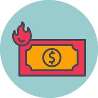 Dollar on Fire Vector Icon