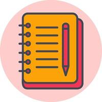 icono de vector de cuaderno y pluma