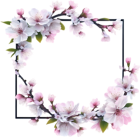 AI generated Watercolor painting of Cherry blossom Floral frame. png