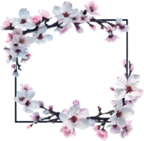 AI generated Watercolor painting of Cherry blossom Floral frame. png