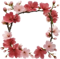 AI generated Watercolor painting of Cherry blossom Floral frame. png