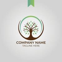 Tree logo design with green leaves vector file