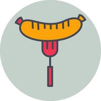 Sausage on Fork Vector Icon