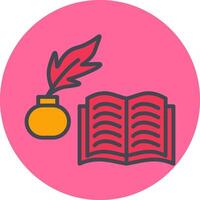 pluma y libro vector icono