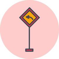 Left Turn Ahead Vector Icon