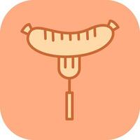 Sausage on Fork Vector Icon