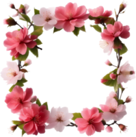 AI generated Watercolor painting of Cherry blossom Floral frame. png