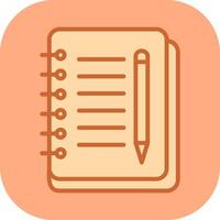 icono de vector de cuaderno y pluma