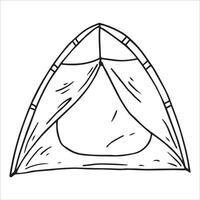 hiking tent. simple line drawing in doodle style. vector