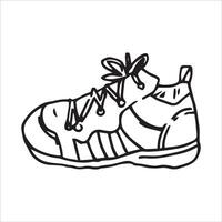 hiking boots. simple line drawing in doodle style. vector