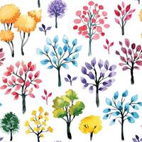 seamless watercolor pattern with blossoming trees. spring park, abstract print vector