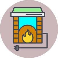 Electric Fireplace Vector Icon