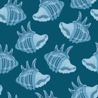 Sea shells seamless pattern. Summer marine animal background. Trendy pattern of seashells for wrapping paper, wallpaper, stickers, notebook cover. Vector ocean snail cartoon backdrop illustration.