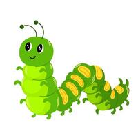 Caterpillar cartoon character. Cute insect. Vector hand draw illustration isolated on white background