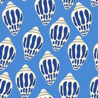 Sea shells seamless pattern. Summer marine animal background. Trendy pattern of seashells for wrapping paper, wallpaper, stickers, notebook cover. Vector ocean snail cartoon backdrop illustration.