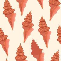 Sea shells seamless pattern. Summer marine animal background. Trendy pattern of seashells for wrapping paper, wallpaper, stickers, notebook cover. Vector ocean snail cartoon backdrop illustration.