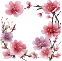 AI generated Watercolor painting of Cherry blossom Floral frame. png