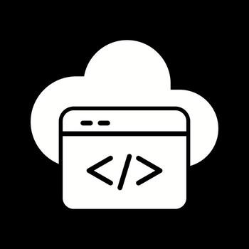 icono de vector de codificación de nube