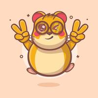 funny hamster character mascot with peace sign hand gesture isolated cartoon vector