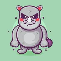 serious rhino animal cartoon character mascot with an angry expression vector