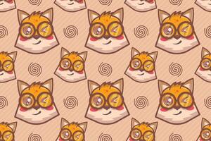 smiling fox animal character seamless pattern vector illustration