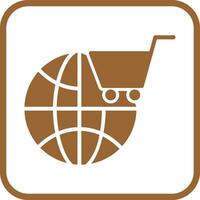 icono de vector de compras del mundo