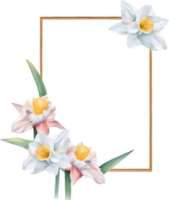 AI generated Watercolor painting of Daffodil Floral frame. png