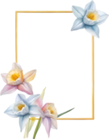 AI generated Watercolor painting of Daffodil Floral frame. png