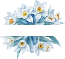 AI generated Watercolor painting of Daffodil Floral frame. png