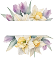 AI generated Watercolor painting of Daffodil Floral frame. png