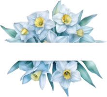 AI generated Watercolor painting of Daffodil Floral frame. png