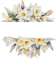 AI generated Watercolor painting of Daffodil Floral frame. png