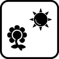 flor en icono de vector de luz solar