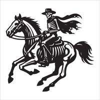 ai generado esqueleto montando caballo ilustración vector