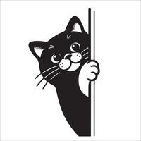 AI generated Peeking Chartreux illustration in black and white vector