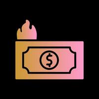 Dollar on Fire Vector Icon