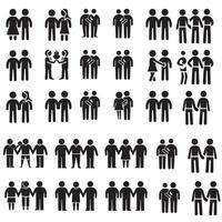 AI generated friendship and relationship teammate figure silhouette icon set vector