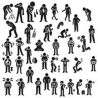 AI generated person sickness disease symptom stick figure icon bundle vector