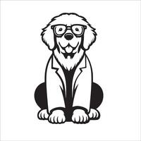 AI generated Newfoundland Dog Doctor black and white illustration vector