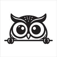 AI generated Peeking owl illustration in black and white vector