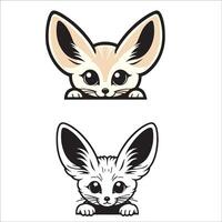 AI generated Peeking Fennec fox isolated illustration vector