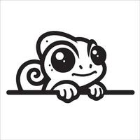 AI generated black and white Peeking Chameleons face illustration vector