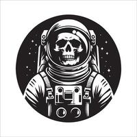 AI generated astronaut skull in black and white illustration vector