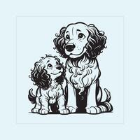 AI generated American Water Spaniel Dog Family Clipart illustration Vector