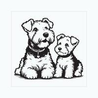 AI generated Lakeland Terrier Dog Family Clipart illustration Vector