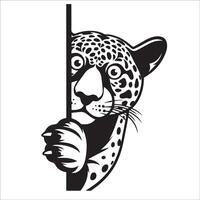 AI generated Peeking Jaguar illustration in black and white vector